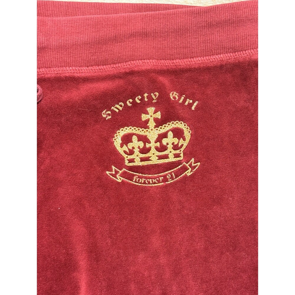 Y2K Juicy Velvet Red Women’s Low Rise Flare Bottom Juicy Pants Forever 21 Size L - Picture 2 of 6